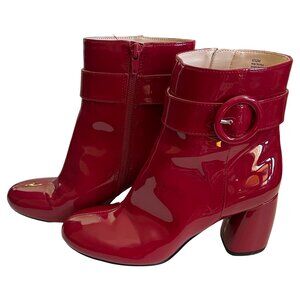 Nine West Red Patent Leather Mod Ankle Boots Size 6.5
